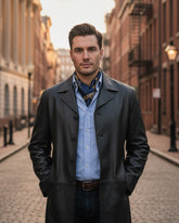 Varese – Premium Black Leather Overcoat for Men